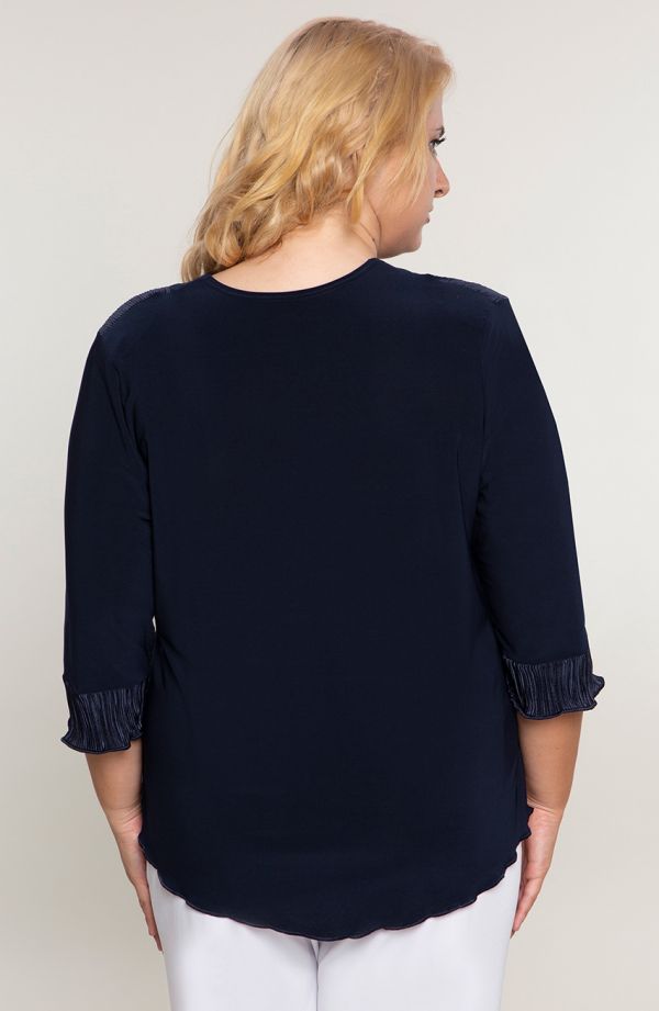 Bluză elegantă bleumarin creponată