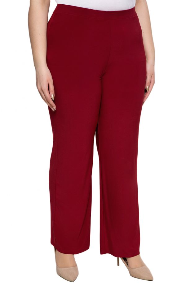 Pantaloni largi culoare roș închis