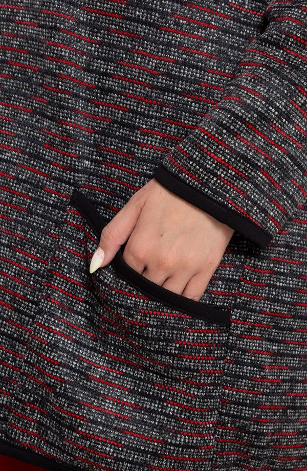 Pulover din tricot cu insertii roșu melange