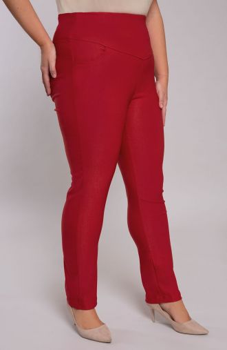 Pantaloni țigaretă roșii cu centură modelatoare